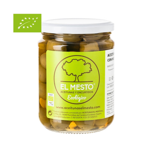 Bio Grüne Hojiblanca Oliven mit Kern 420g