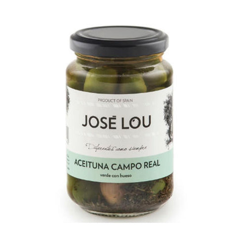 Green olives marinated "Campo Real" style with pit 350g
